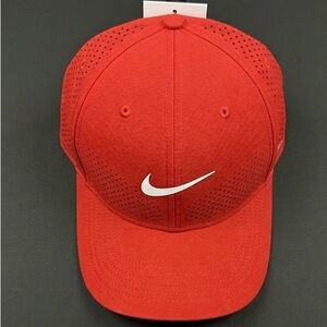Nike Bright Red Perforated Swoosh Baseball Cap